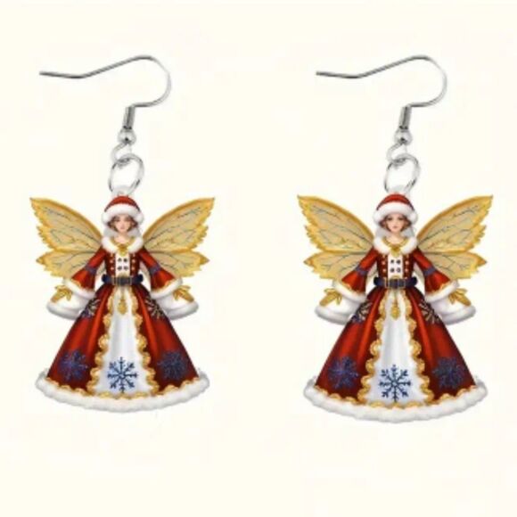 Hand crafted holiday dangle earrings - Picture 2 of 6